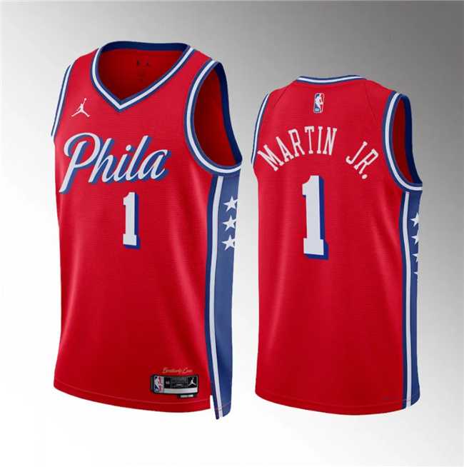 Men's Philadelphia 76ers #1 Kenyon Martin Jr Red Statement Edition Stitched Jersey Dzhi,We sell and wholesale Men's Philadelphia 76ers #1 Kenyon Martin Jr Red Statement Edition Stitched Jersey Dzhi on line form chian!